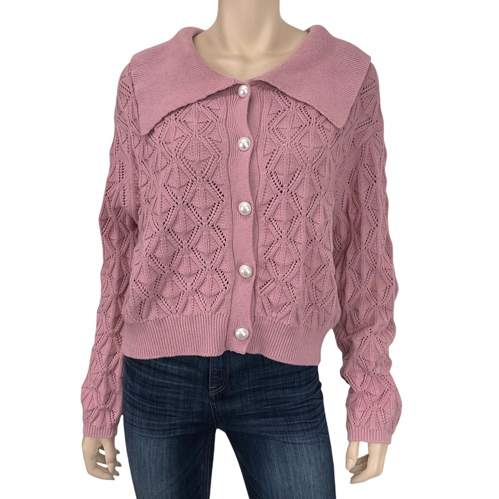 Marc New York Cardigan Womens XS Pink Long Sleeve Button Sweater NWT